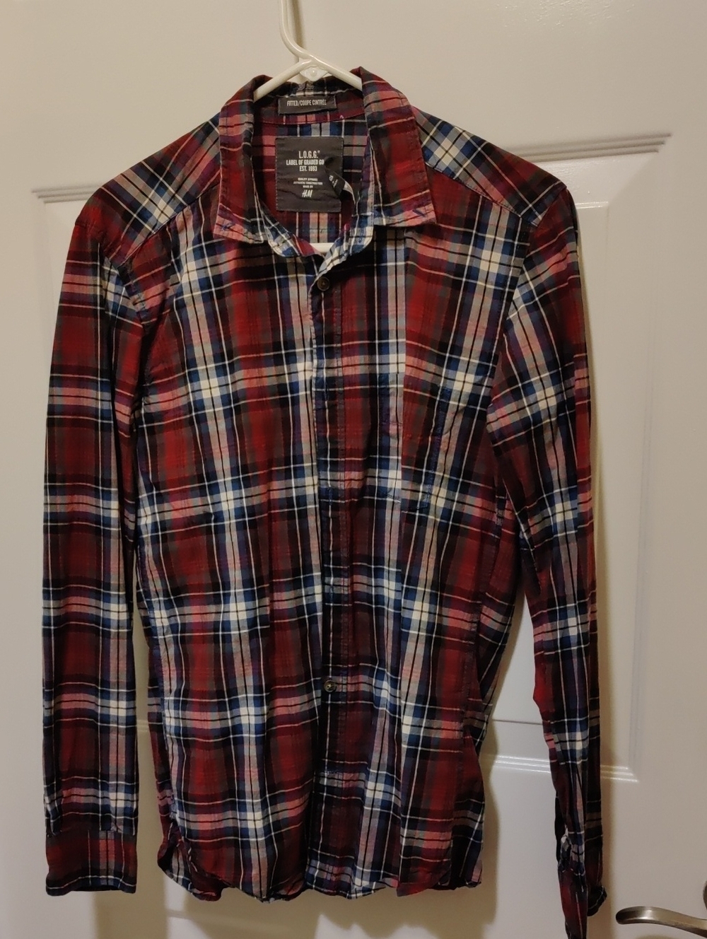LEE Men’s Red Plaid Button-Down Shirt